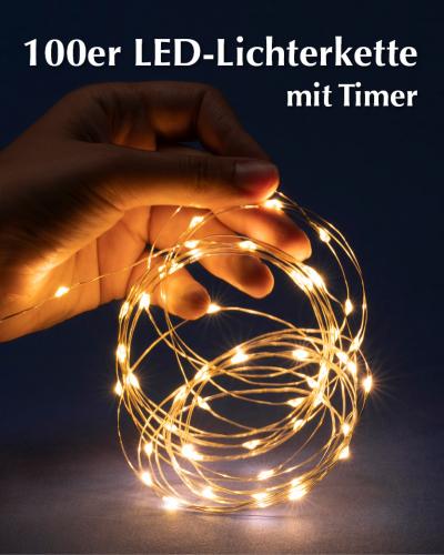 100er LED-Lichterkette mit Timer