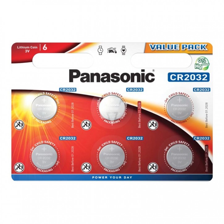 Knopfzelle - Panasonic CR2032EL/6B Lithium Power